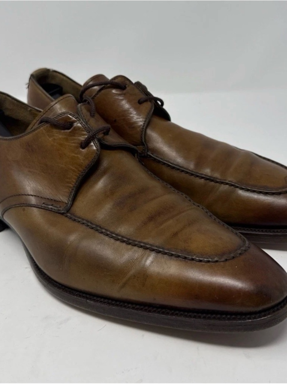Magnanni Brown Lace-Up Derby Leather Dress Shoes 12436 Men's Size 13 M Spain - Picture 7 of 11